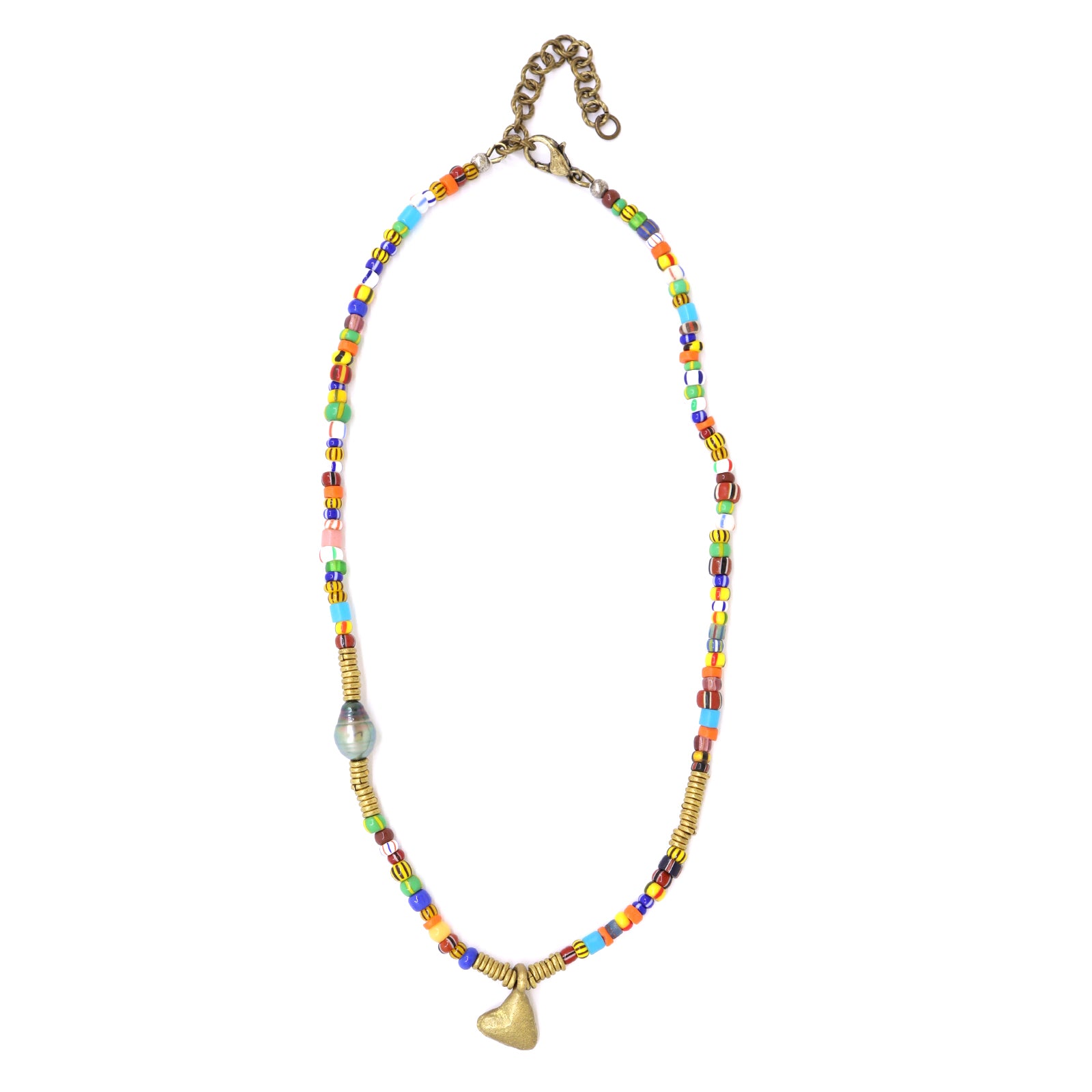 African Glass & Tahitian Pearl Necklace