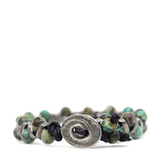 African Turquoise & Black Leather Bracelet