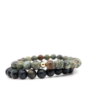 Tiger's Eye, African Turquoise & 14K Solid Gold Bracelet