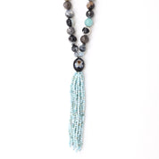 Natural Amazonite & Larimar Tassel Necklace