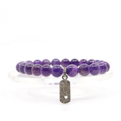 Amethyst & Diamond Tag Heart Charm Bracelet