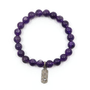 Amethyst & Diamond Tag Heart Charm Bracelet