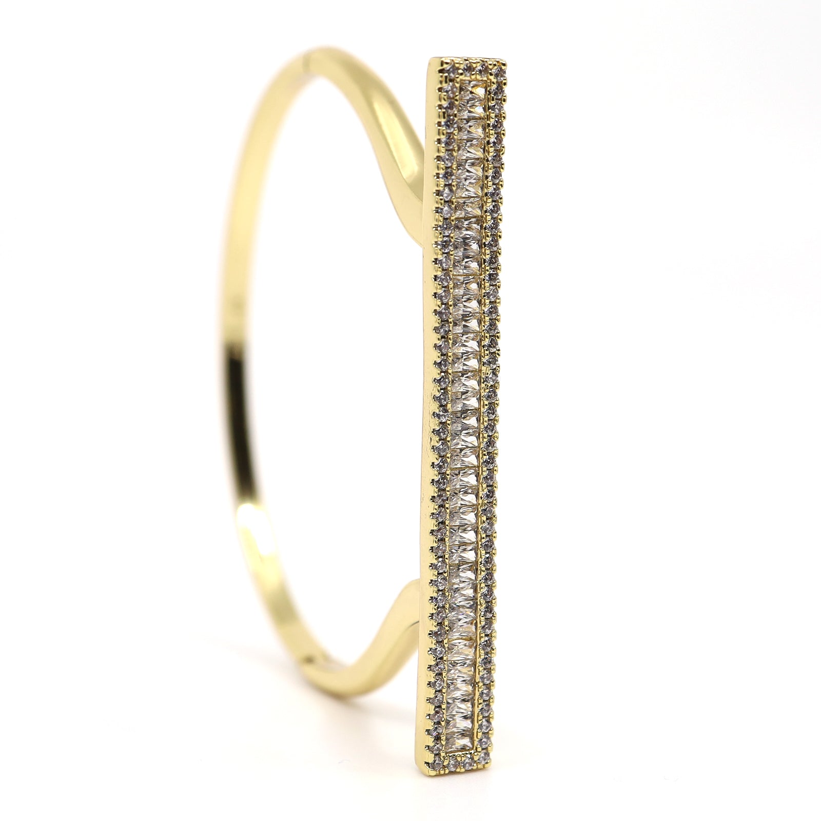 Gold Cubic Zirconia Bar Bangle