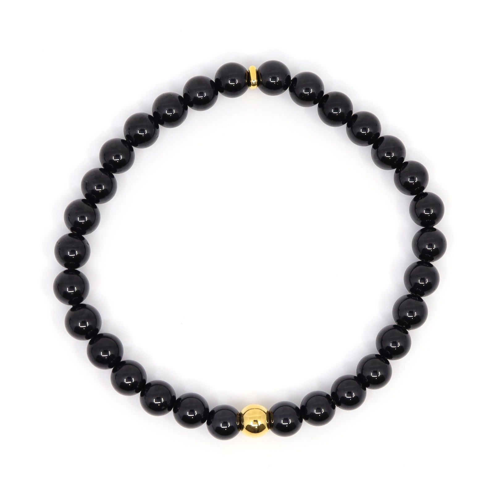 Black Spinel & 24K Pure Gold Ball Bracelet