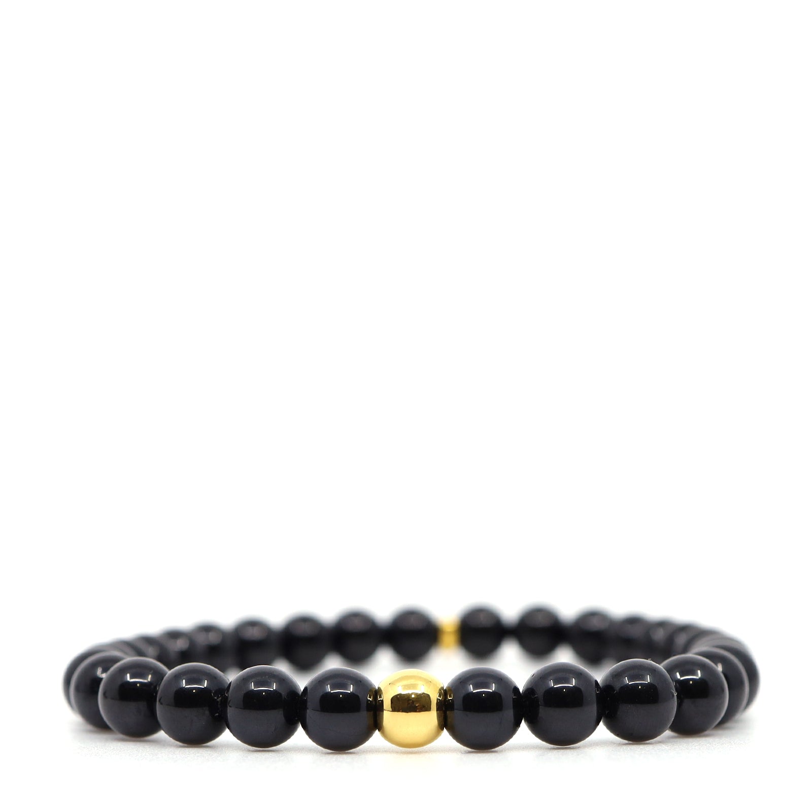 Black Spinel & 24K Pure Gold Ball Bracelet