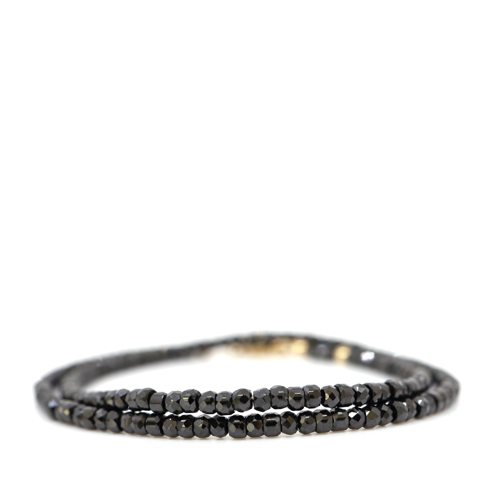 Black Cubic Zirconia & 14K Solid Gold Wrap Bracelet