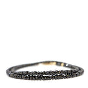 Black Cubic Zirconia & 14K Solid Gold Wrap Bracelet