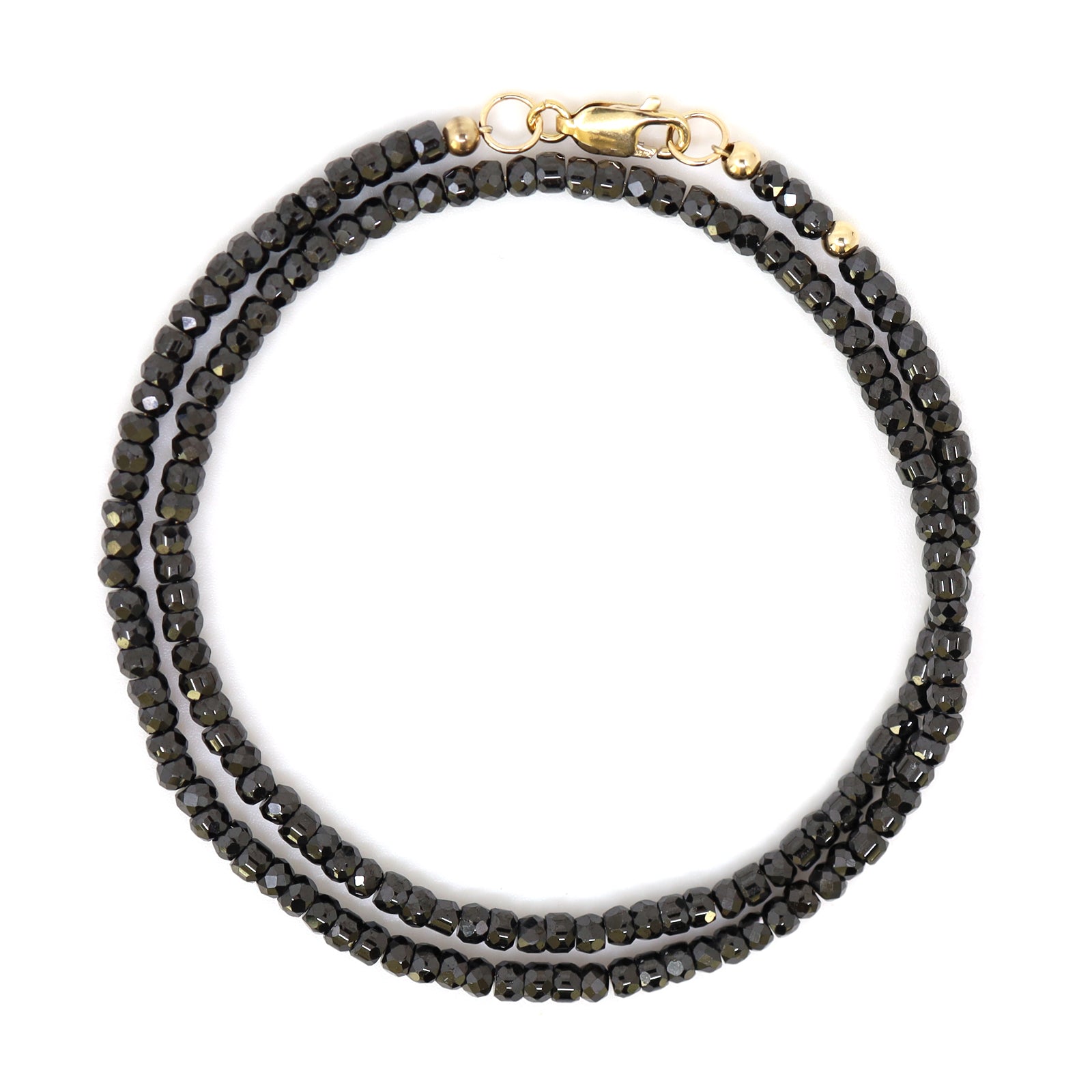 Black Cubic Zirconia & 14K Solid Gold Wrap Bracelet