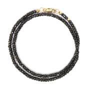 Black Cubic Zirconia & 14K Solid Gold Wrap Bracelet