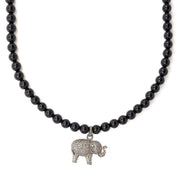 Black Tourmaline & Diamonds Elephant Necklace