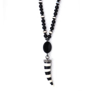 Black & White Agate & Black Onyx Pendant Necklace