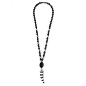 Black & White Agate & Black Onyx Pendant Necklace