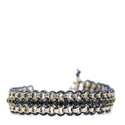 Antique Silver Chain & Blue Leather Bracelet