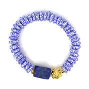 Blue & White African Glass & Bali Bracelet