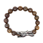 Bronzite & Stainless Steel Dragon Bracelet