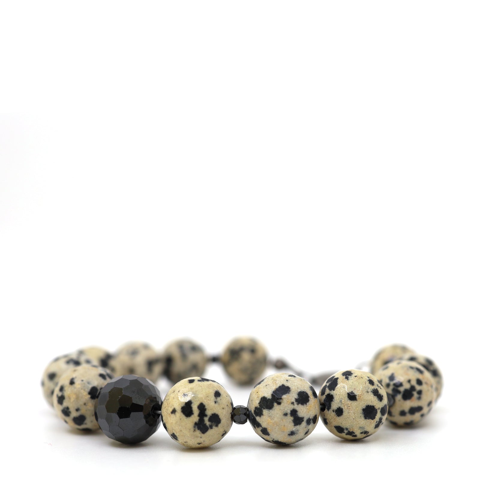 Dalmatian Jasper & Black Cubic Zirconia Bracelet