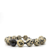 Dalmatian Jasper & Black Cubic Zirconia Bracelet