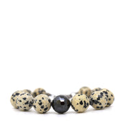 Dalmatian Jasper & Black Cubic Zirconia Bracelet