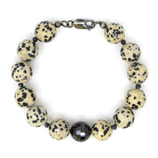 Dalmatian Jasper & Black Cubic Zirconia Bracelet
