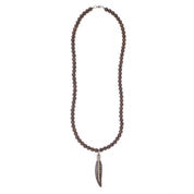 Ebony Wood, Horn Feather Pendant Necklace