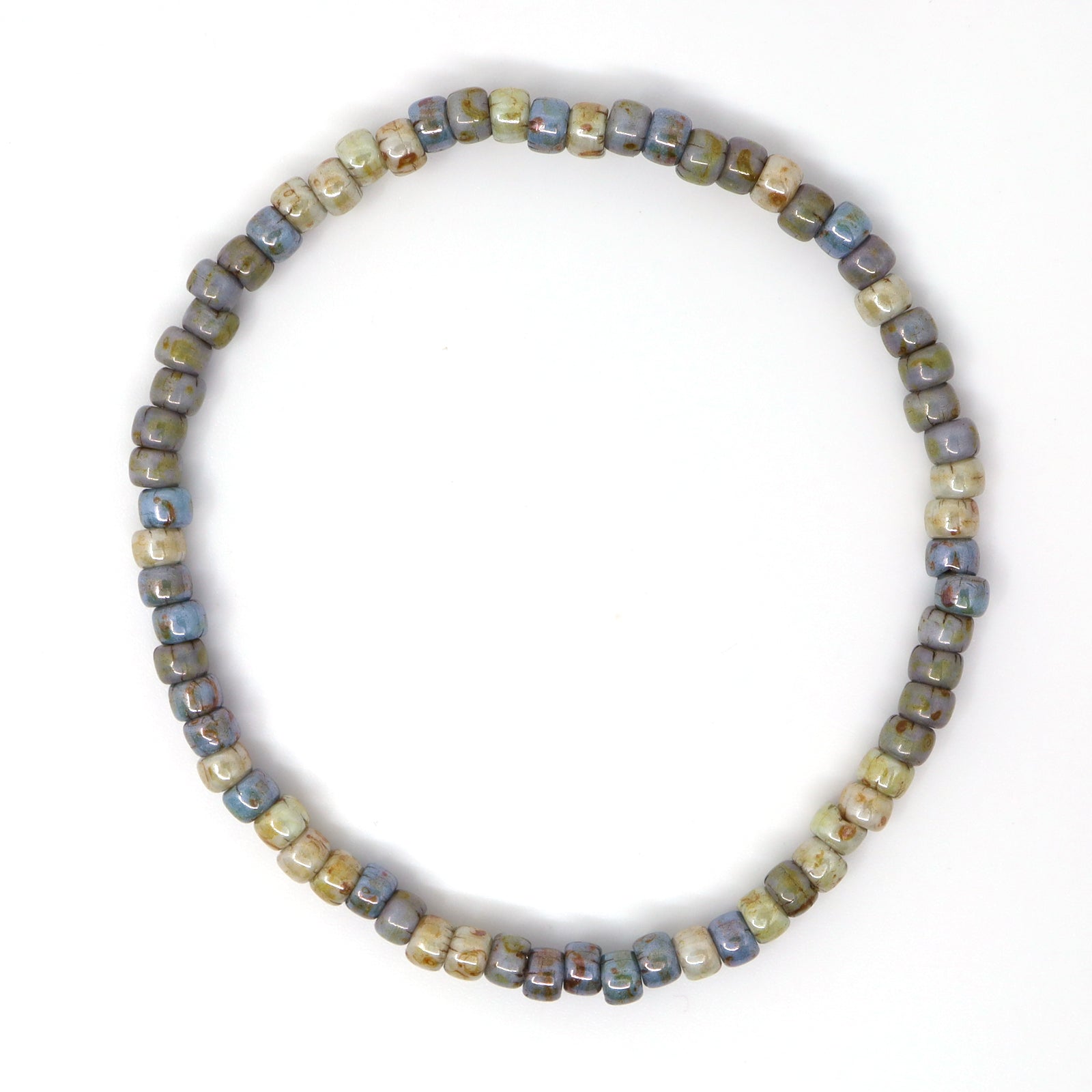 Grey, Blue & Cream Czech Picasso Bracelet