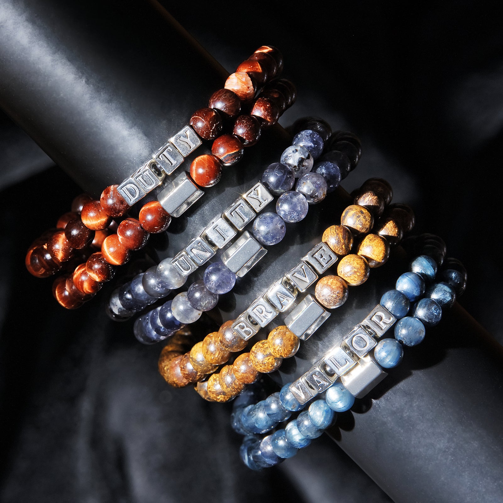 Blue Kyanite & Sterling Silver Valor Word Bracelet