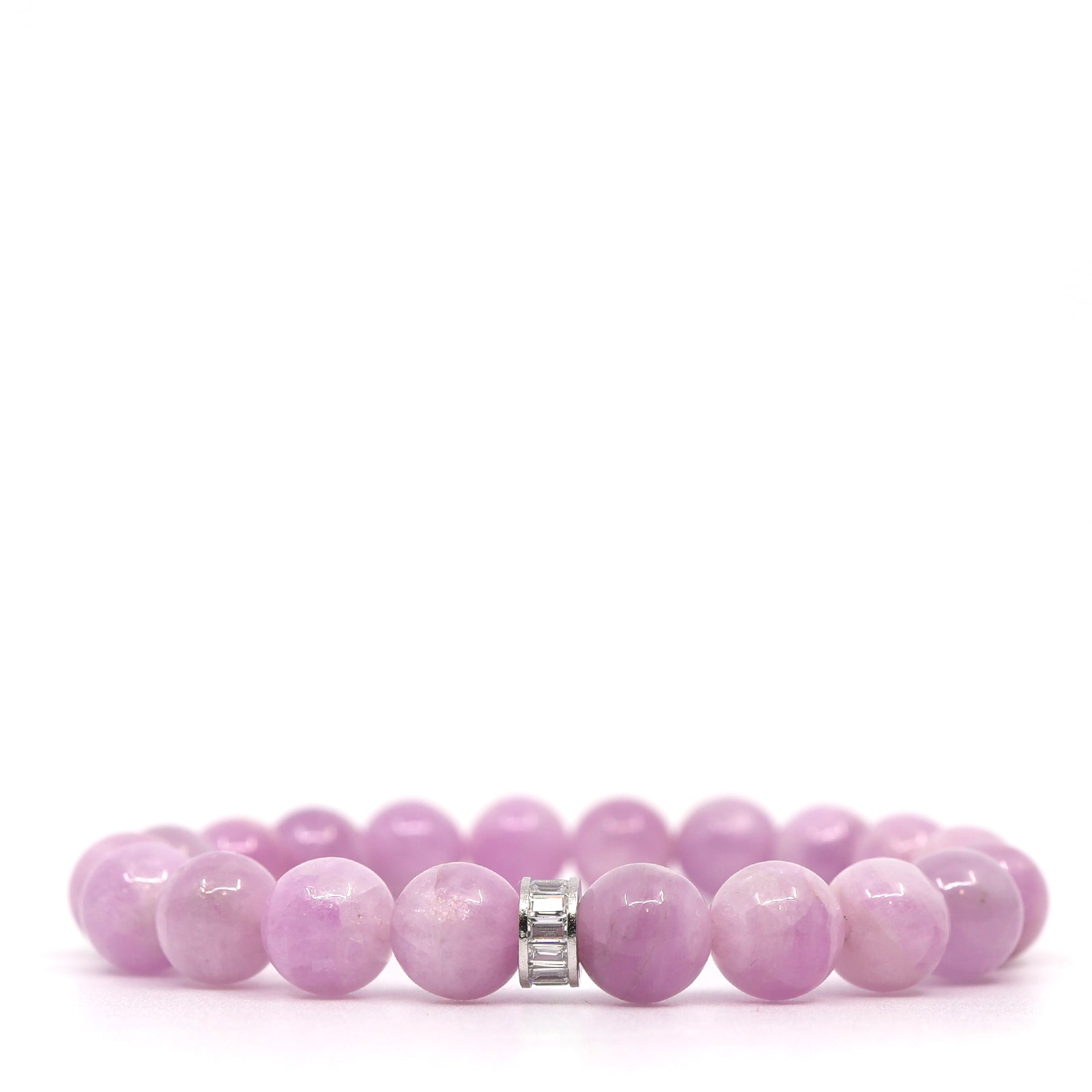 Kunzite & Sterling Silver CZ Baguette Bracelet