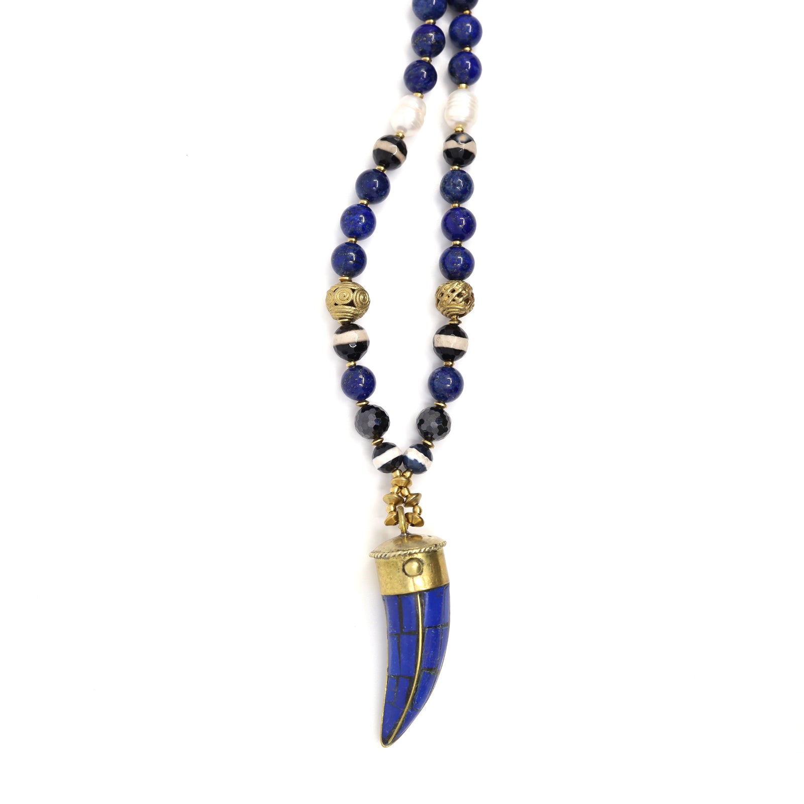 Lapis Lazuli Tibetan Horn Necklace