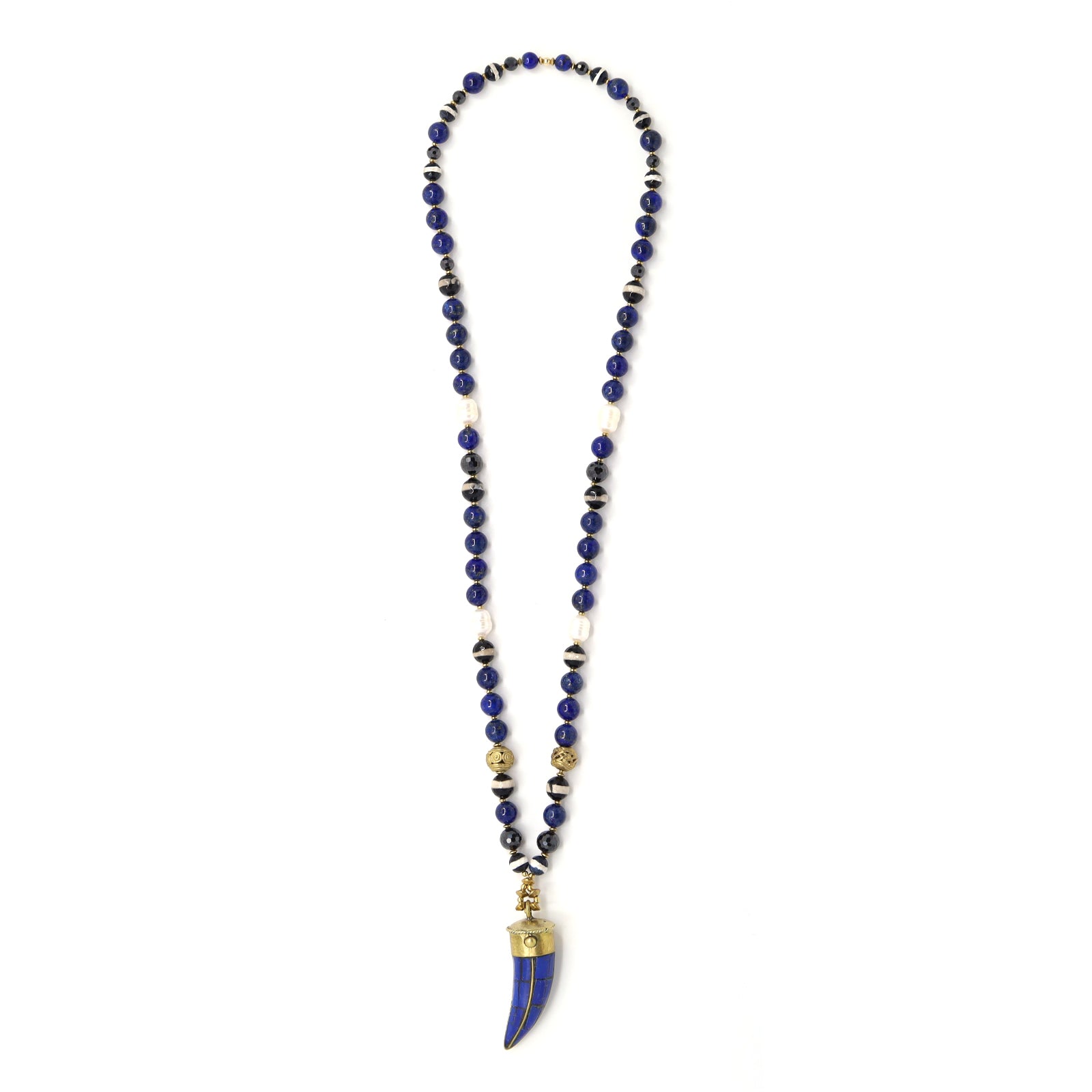 Lapis Lazuli Tibetan Horn Necklace