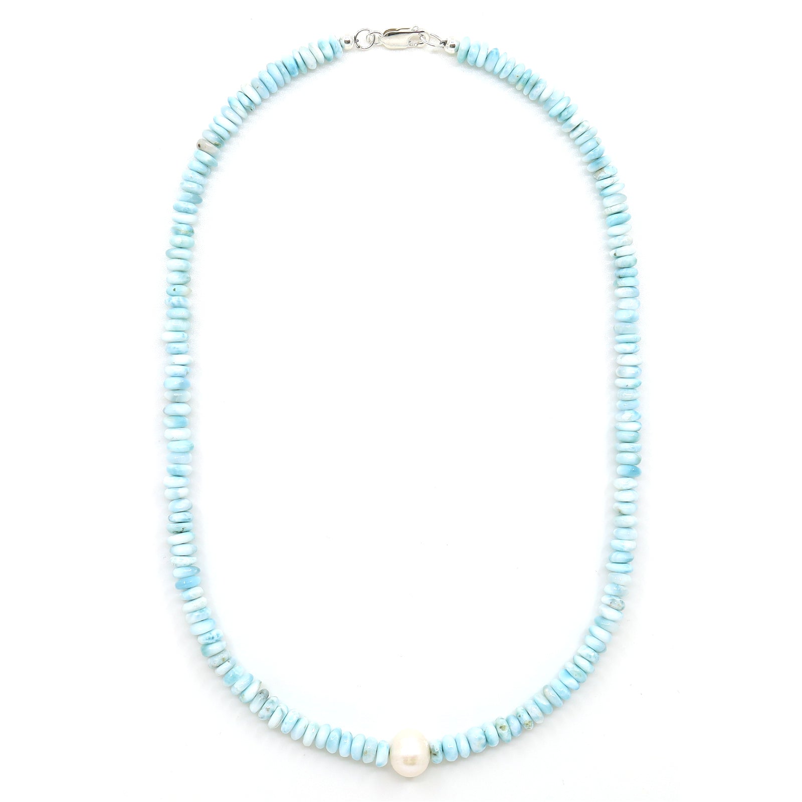 Larimar & Freshwater Pearl Beaded Necklace
