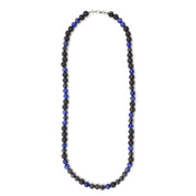 Lapis Lazuli, Black Lava & Cubic Zirconia Necklace