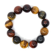 Red, Brown & Blue Tiger's Eye & Diamonds Bracelet