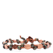 Green & Brown Czech Picasso & Brown Leather Bracelet