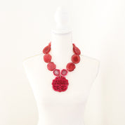 Pink Agate & Carved Jade Pendant Necklace