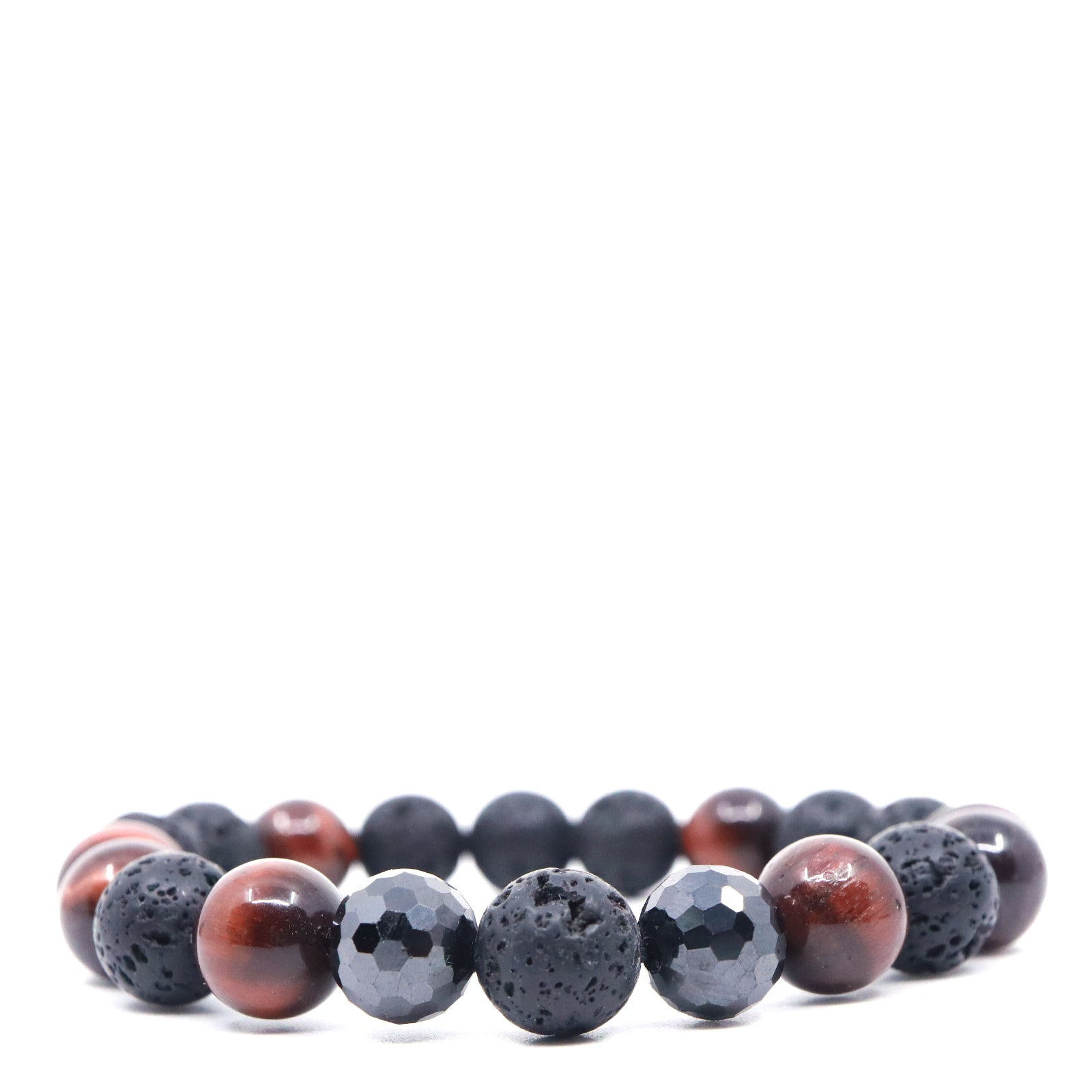 Red Tiger's Eye, Black Cubic Zirconia & Black Lava Bracelet (Copy)