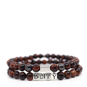 Red Tiger's Eye & Sterling Silver Duty Word Bracelet