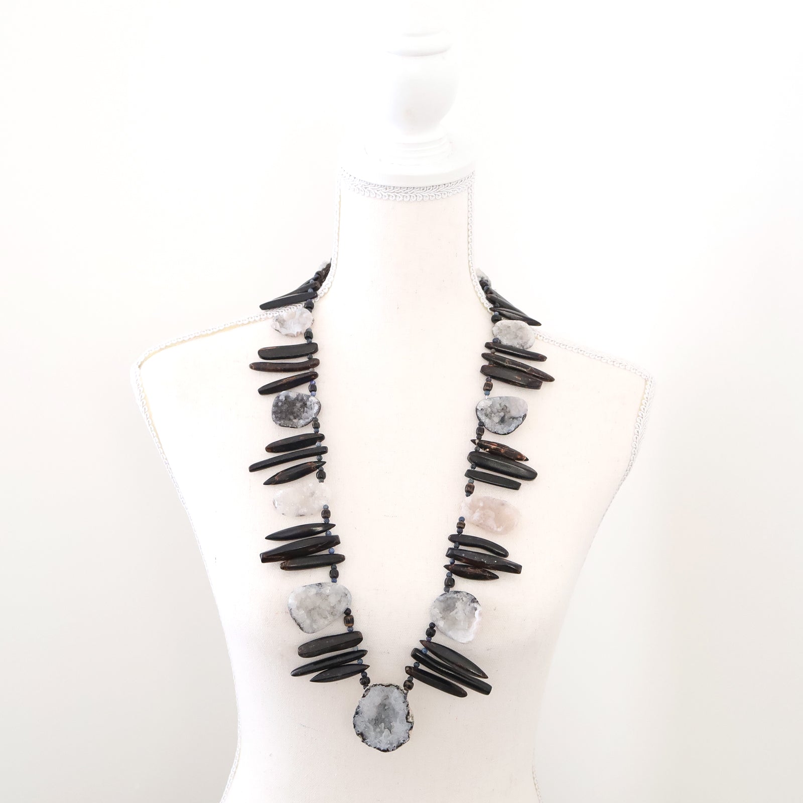 Sea Erchin, Druzy Agates & Blue Dumortierite Statement Necklace