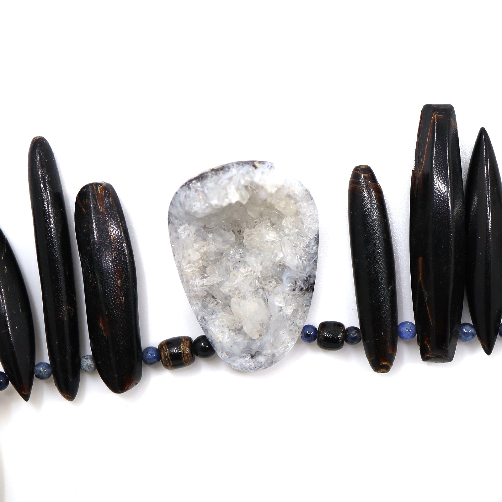 Sea Erchin, Druzy Agates & Blue Dumortierite Statement Necklace
