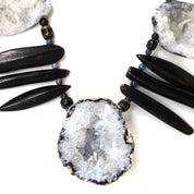 Sea Erchin, Druzy Agates & Blue Dumortierite Statement Necklace