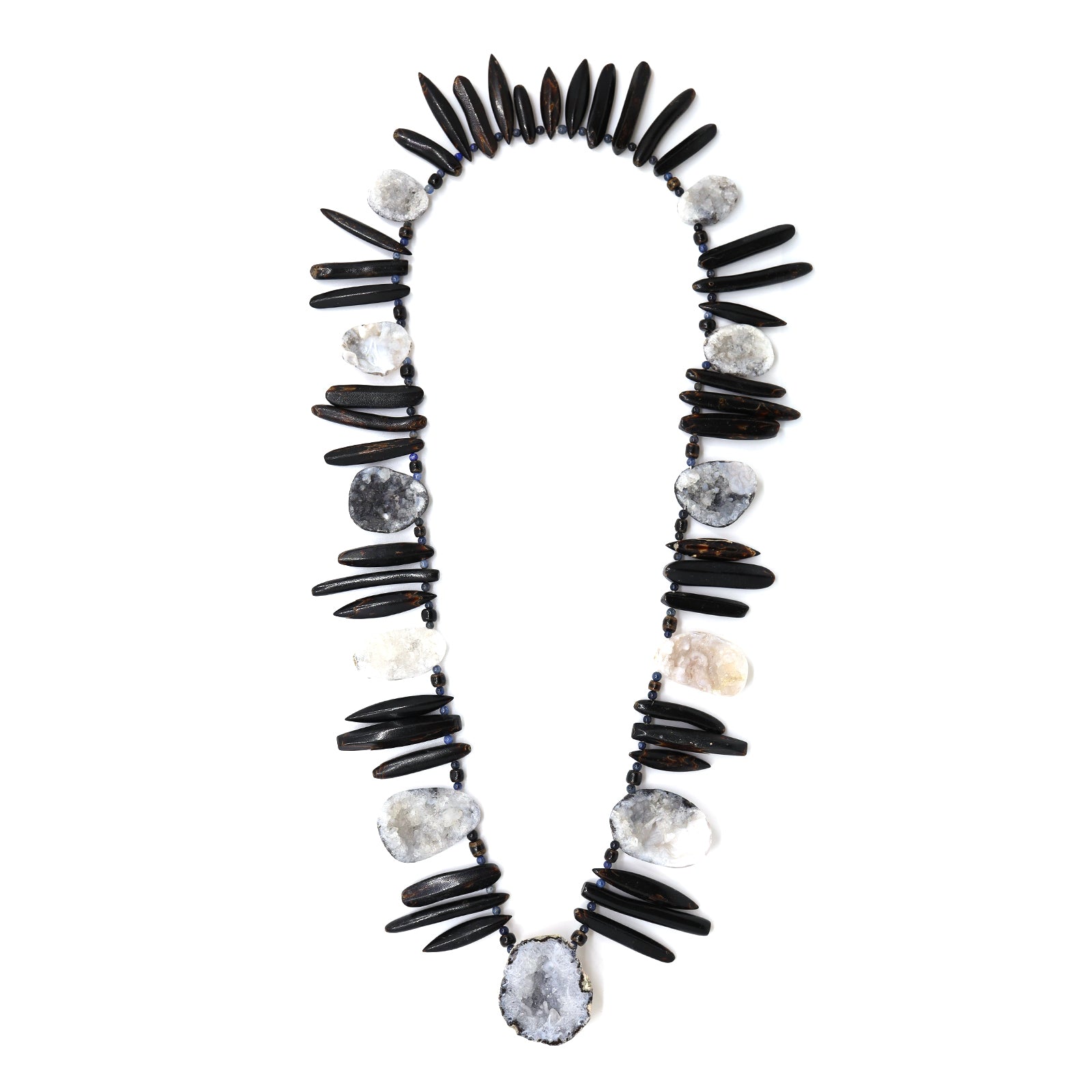 Sea Erchin, Druzy Agates & Blue Dumortierite Statement Necklace