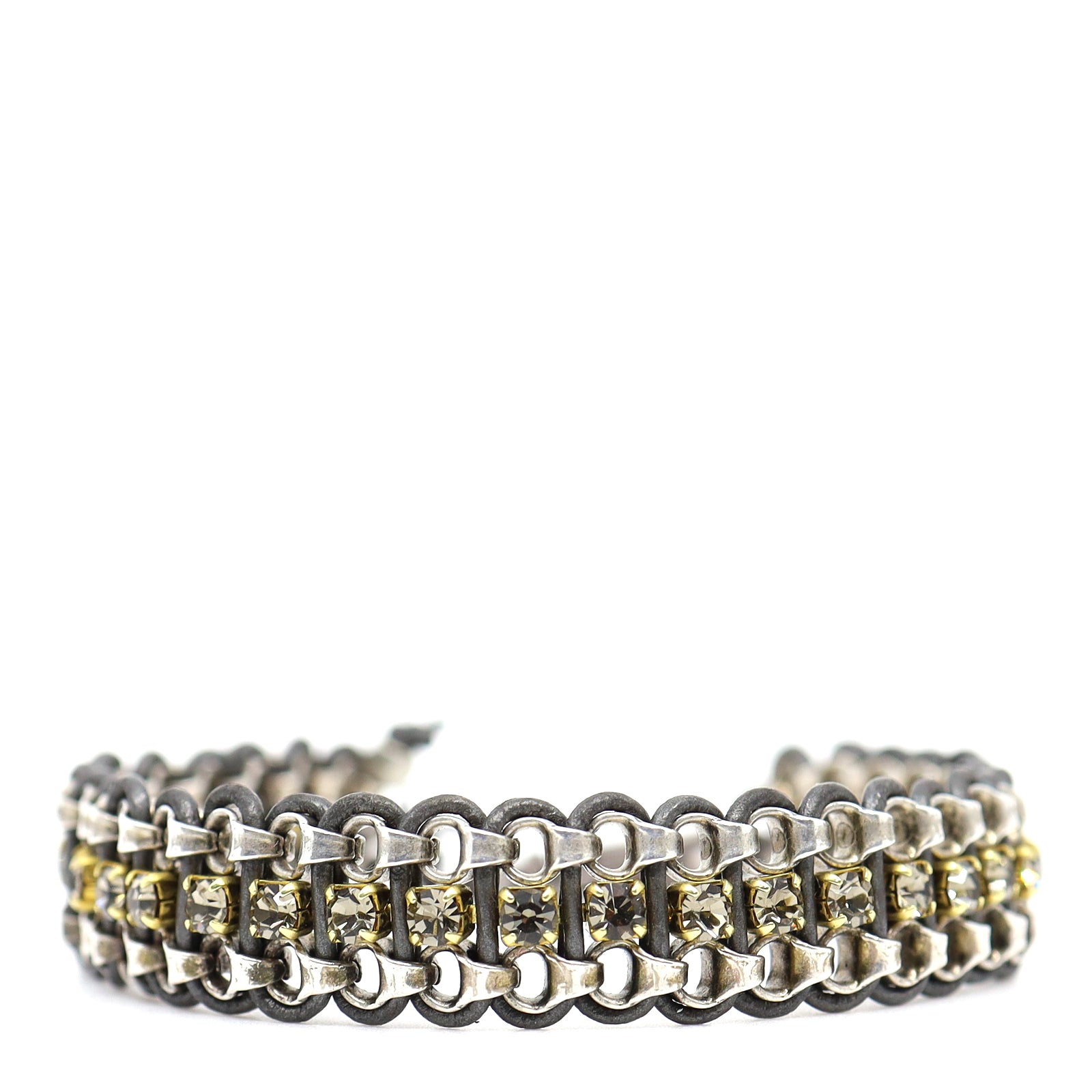 Antique Silver Chain & Silver Leather Bracelet