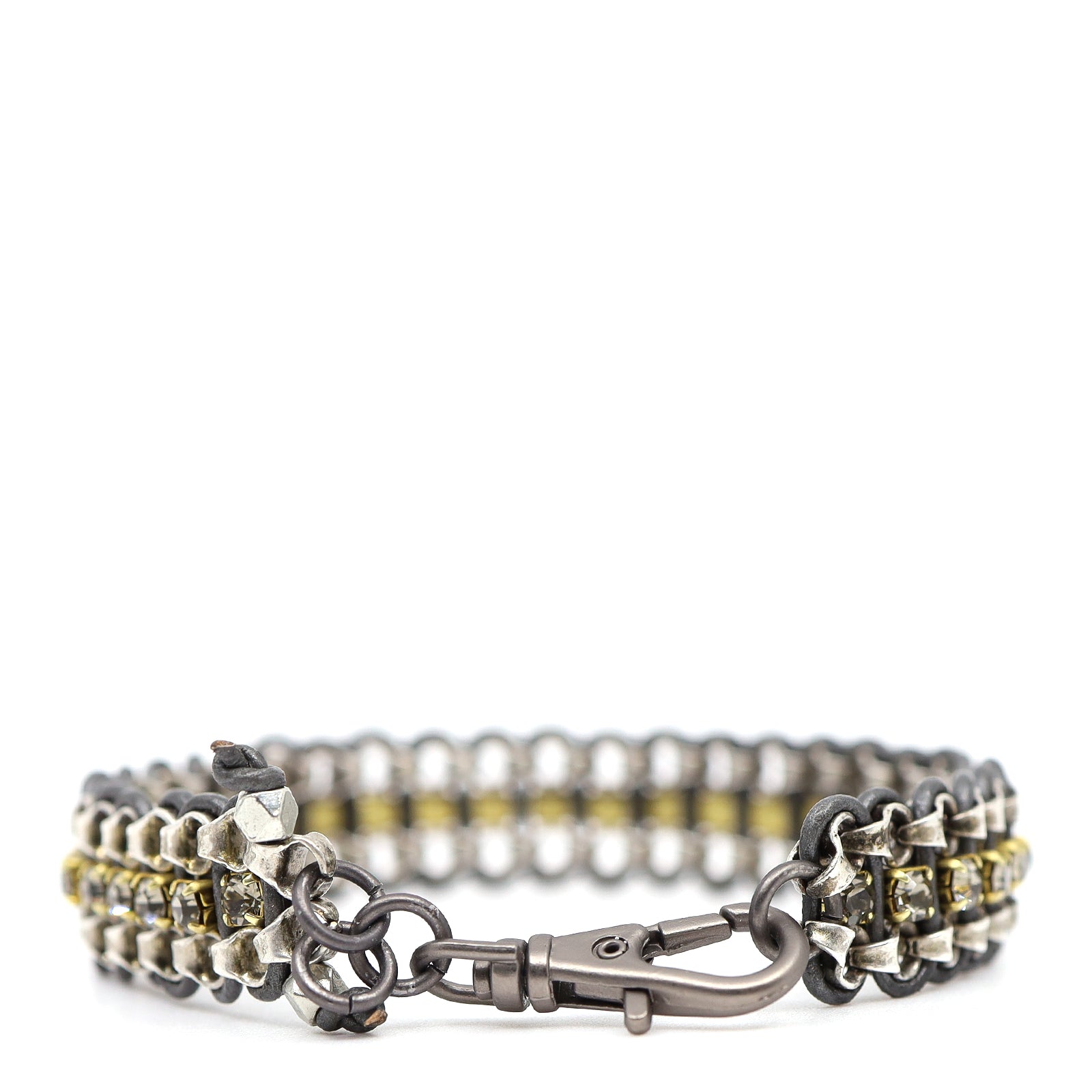 Antique Silver Chain & Silver Leather Bracelet