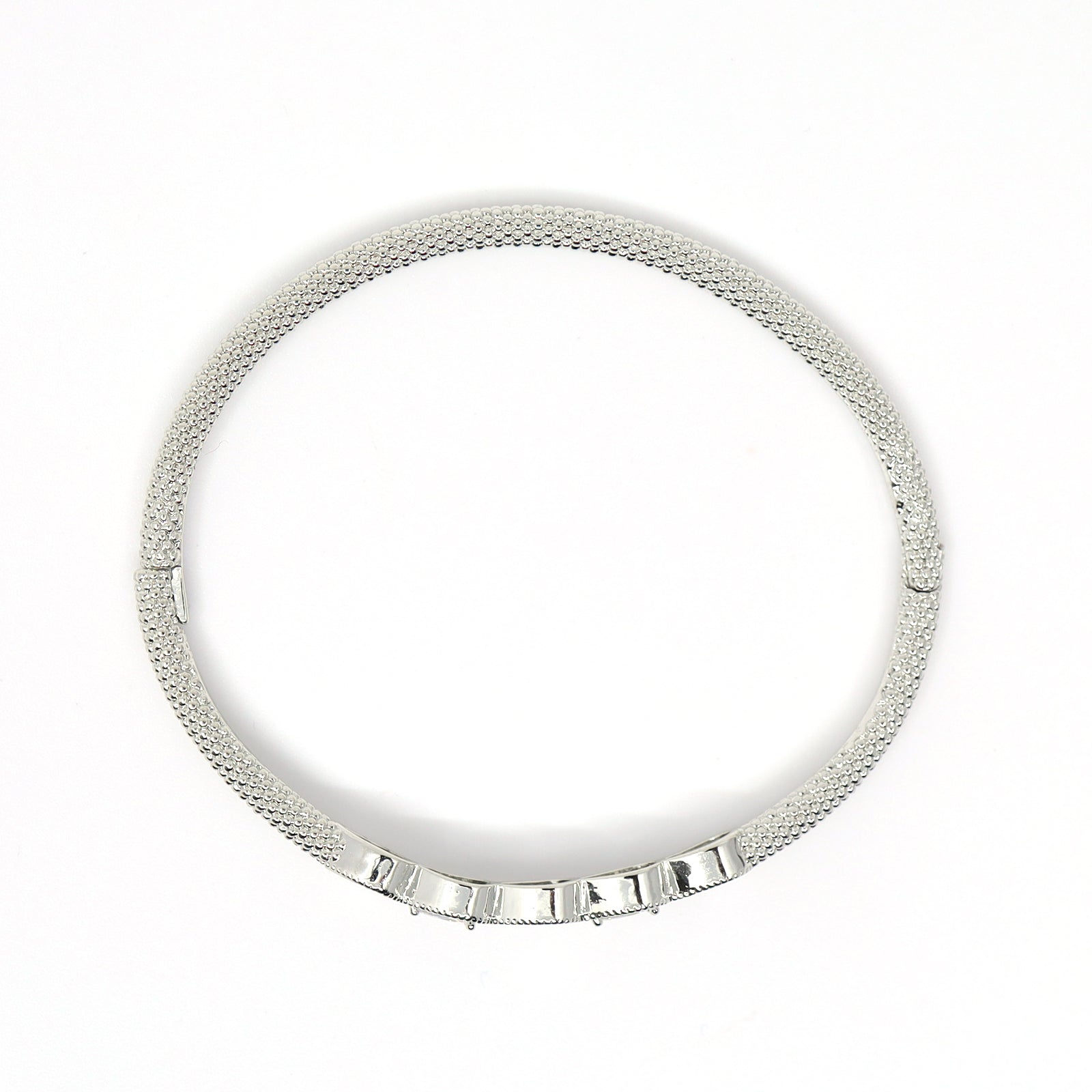 Silver Mother Of Pearl & Cubic Zirconia Bangle