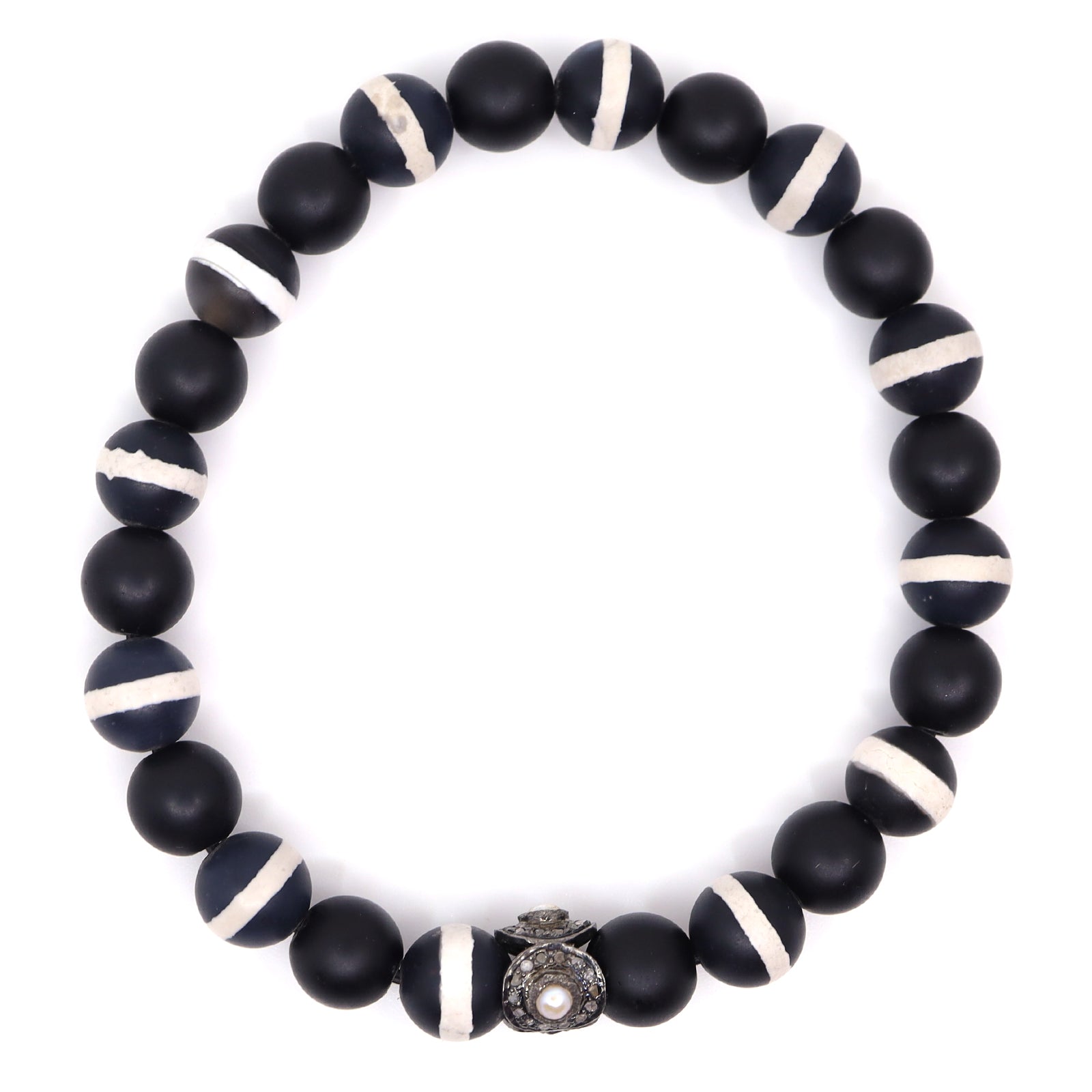 Onyx & Tibetan Agate Bracelet