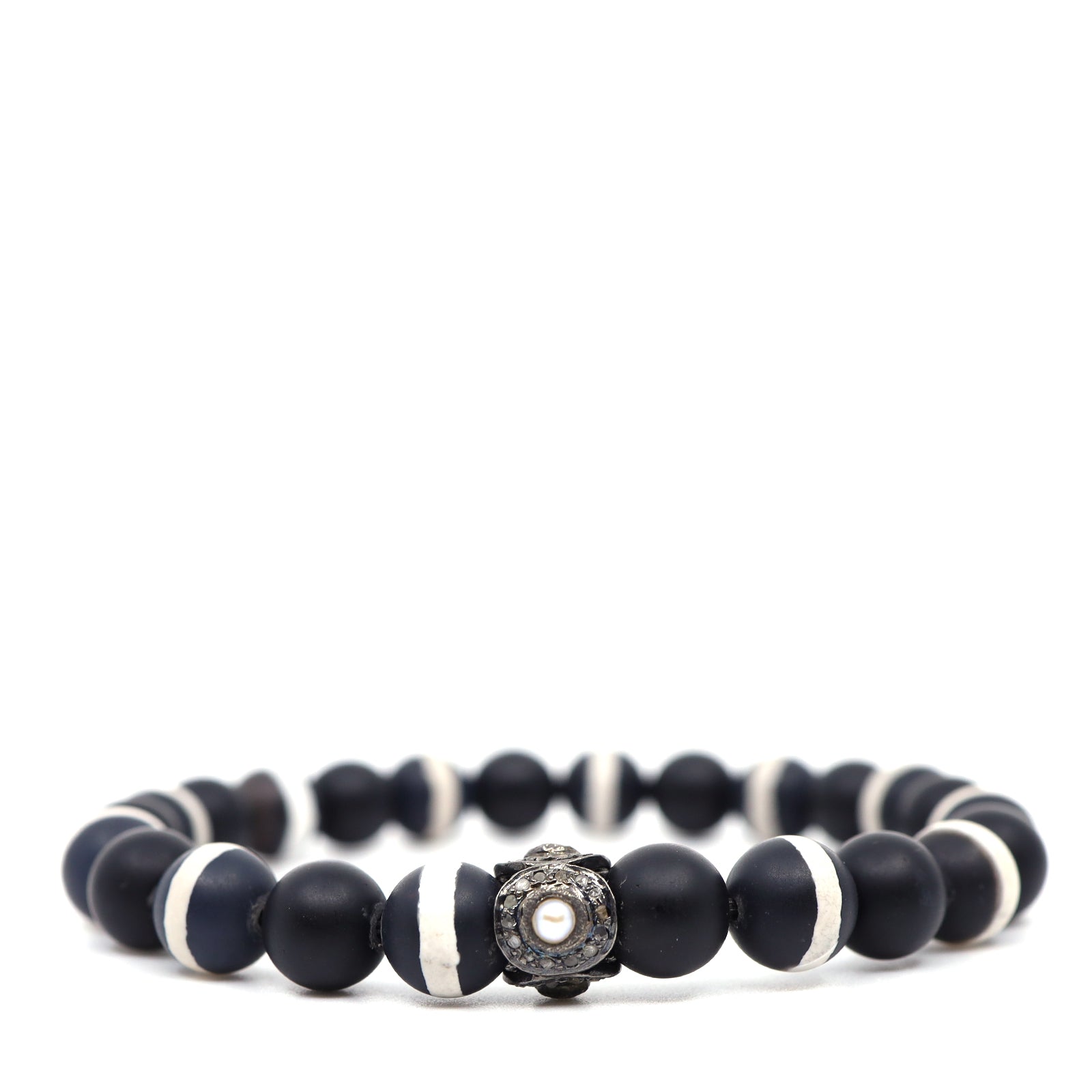 Onyx & Tibetan Agate Bracelet