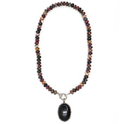 Tourmaline, Diamonds & Onyx Pendant Necklace