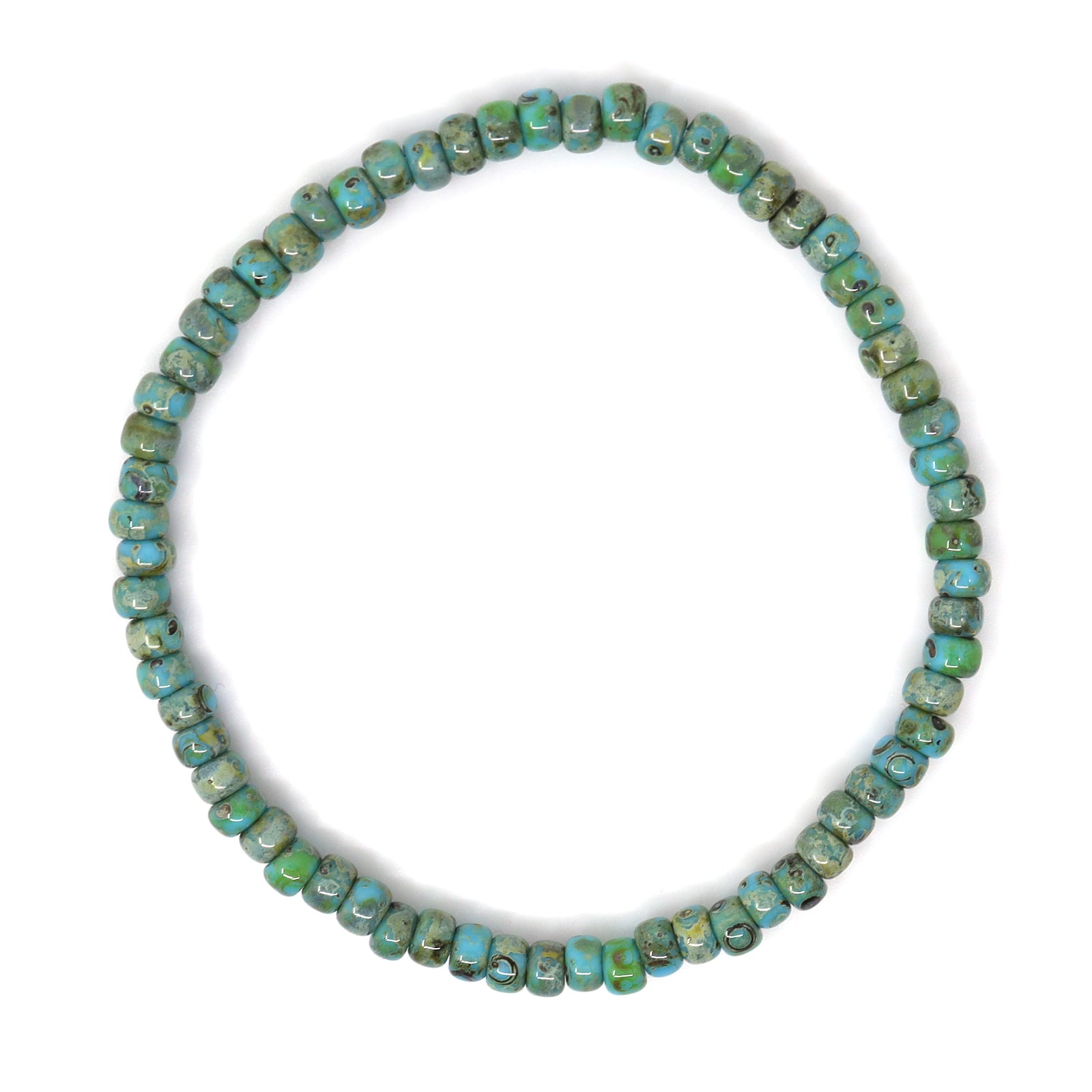 Turquoise, Brown & Beige Czech Picasso Bracelet