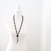 Black & White Agate & Black Onyx Pendant Necklace