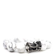 White Howlite & Stainless Steel Dragon Bracelet