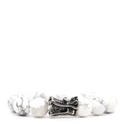 White Howlite & Stainless Steel Dragon Bracelet